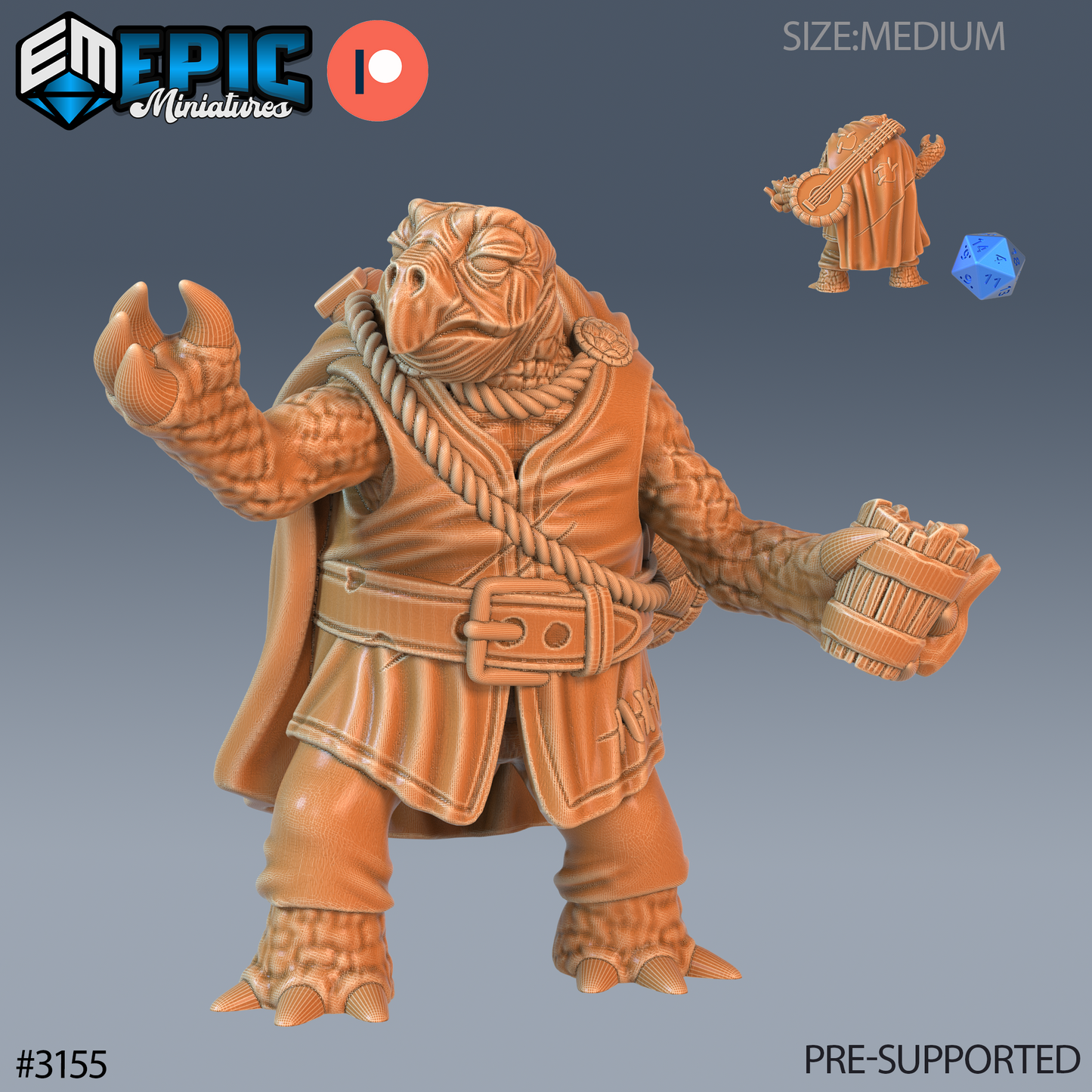 Turtle Folk Tribe Warrior Series - Epic Miniatures | Humanoid | Turtle | Weapons | Masculine | Medium