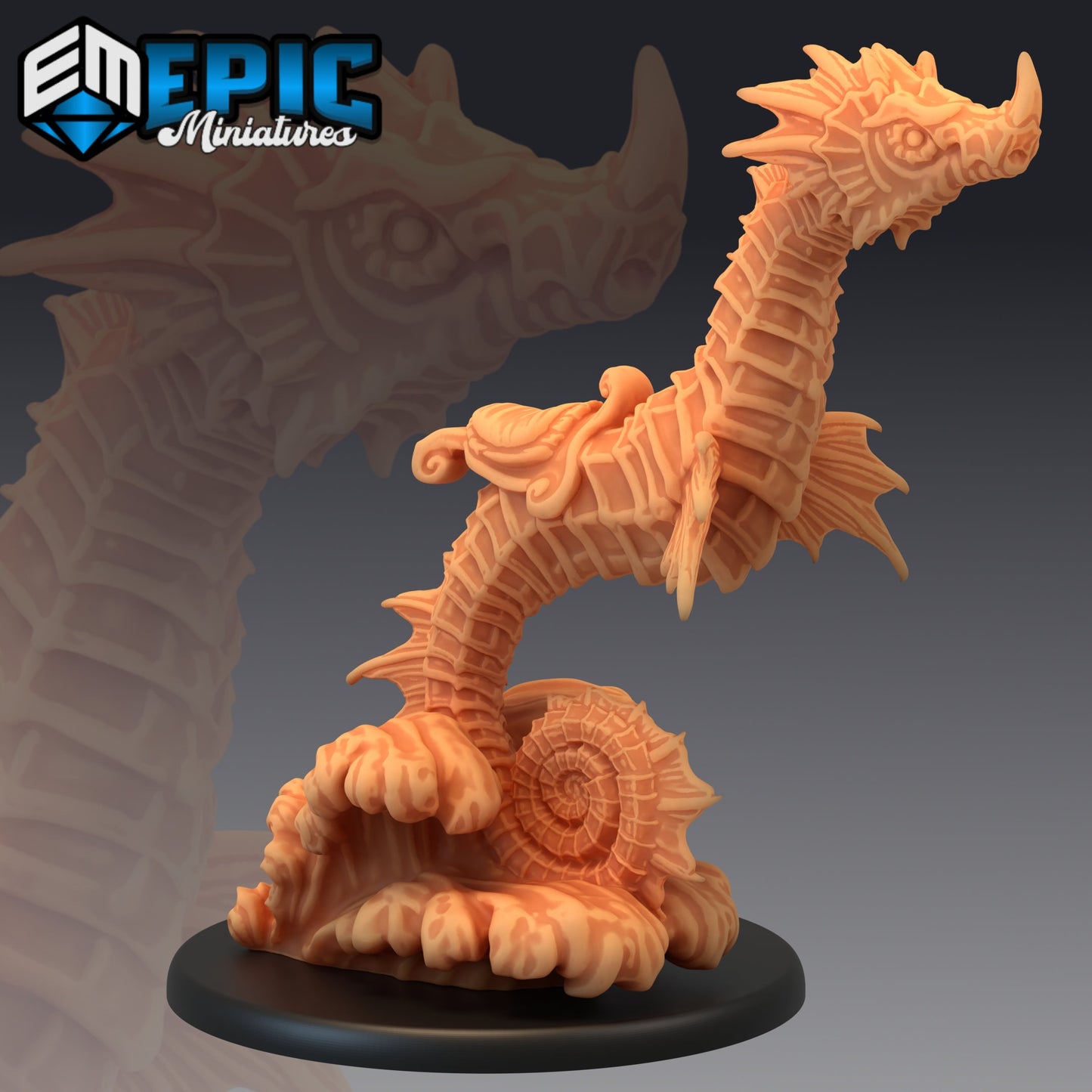 Seahorse and Fishfolk Rider - Epic Miniatures | Large | D&D | Lovecraft, Underwater, Seahorse, Mount, Fishfolk