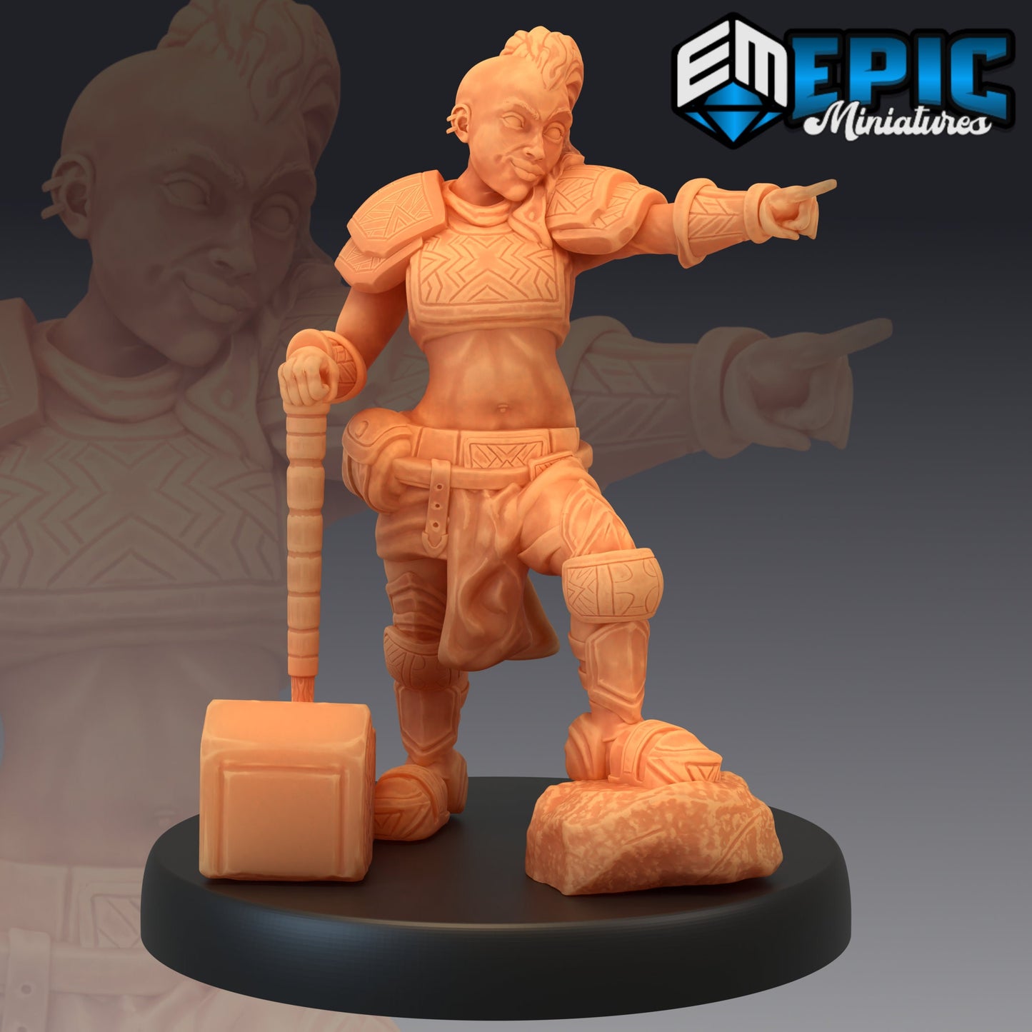 Dwarven War Maiden - #10 Sons of Midnight - Epic Miniatures | Woman, Female, Hammer, Dwarf
