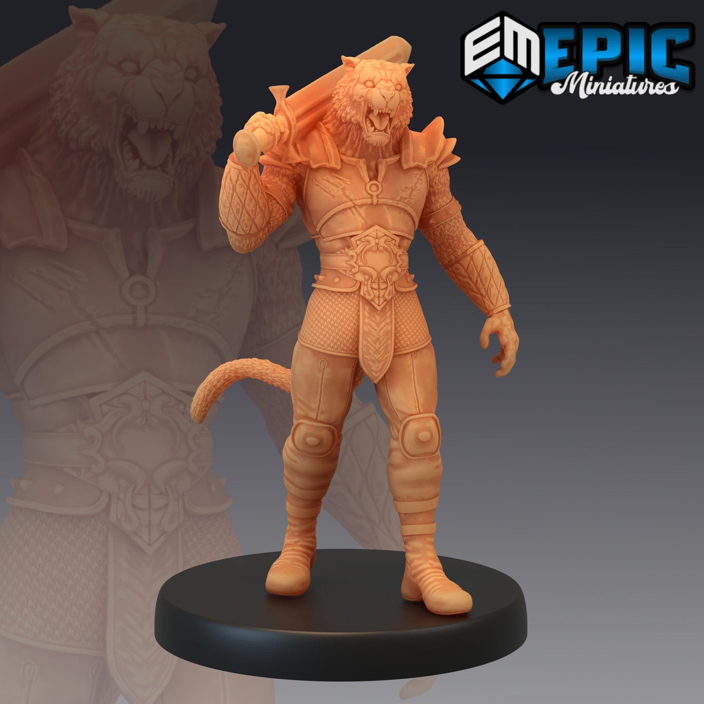 Tabaxi Tiger General Broad Sword - Epic Miniatures | Tabaxi, Tiger, Broad Sword, General
