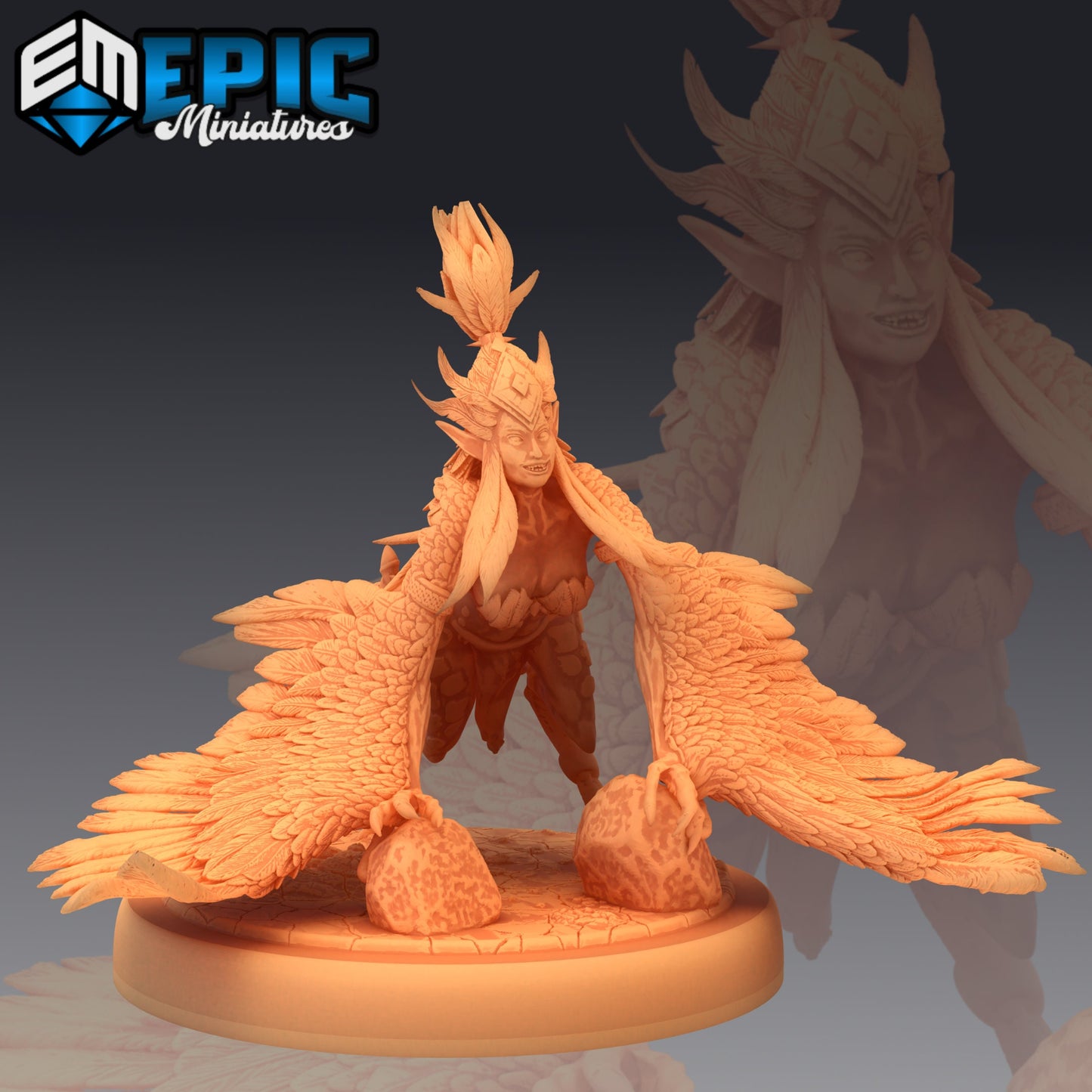 Harpy Lady Preying 336 - #13 Monster Rampage - Epic Miniatures | Winged Woman, Harpy