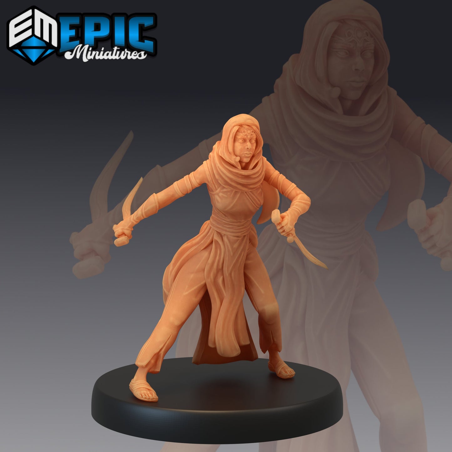 Viziers Assassin Attacking - Epic Miniatures | Vizier, Human, Assassin, Female, Attacking