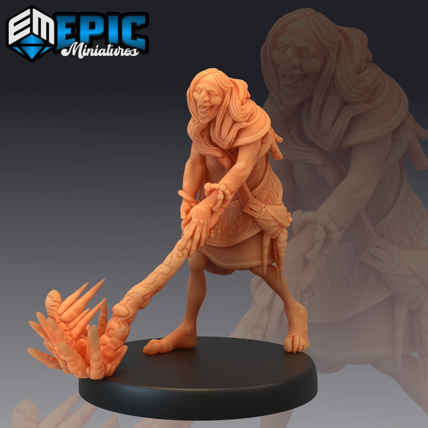 Winter Hag Attacking - Epic Miniatures | Medium | Human, Feminine, Staff