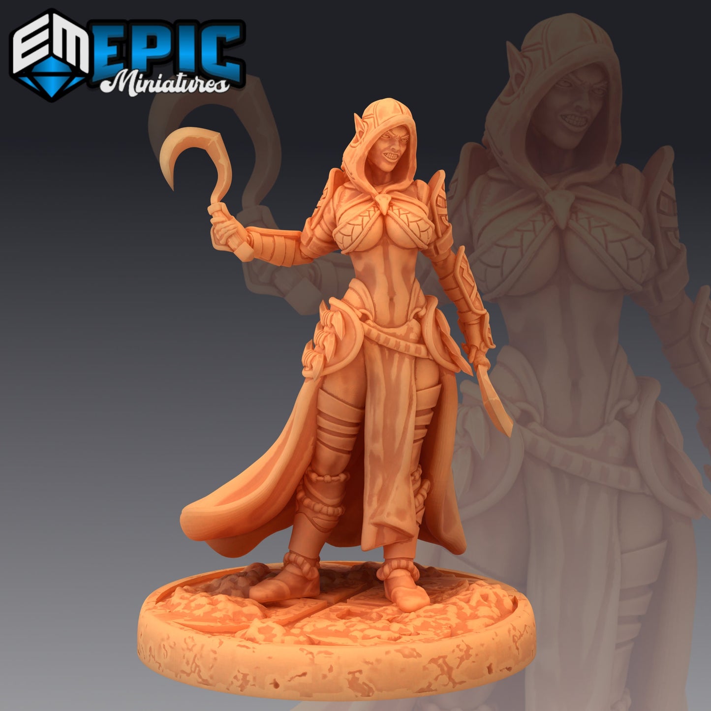 Dark Elf Rogue Scythe 750 - #23 Psionic Overlords - Epic Miniatures | Medium | Dark Elf, Feminine, Scythe