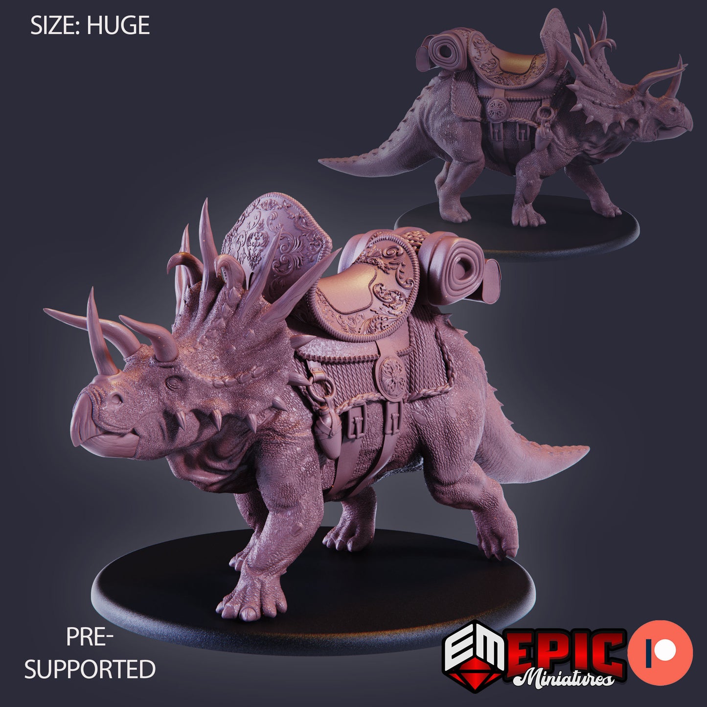 Triceratops Walking-Mounted - #26 Lost Paradise - Epic Miniatures | Huge | Beast