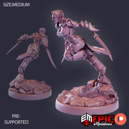 Elven Huntress Charging 881 - #26 Lost Paradise - Epic Miniatures | Medium | Human, Feminine, Blade