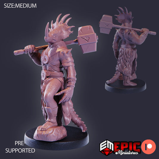 Dinosaur Tribe Warrior Hammer 903 - #26 Lost Paradise- Epic Miniatures | Medium | Hammer