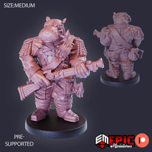 Hippo Soldier Shotgun 927 - #27 Gear Town - Epic Miniatures | Medium | Shot Gun