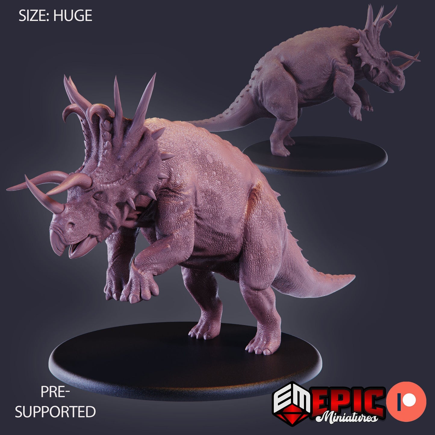 Triceratops Attacking 870 - #26 Lost Paradise - Epic Miniatures | Huge | Beast