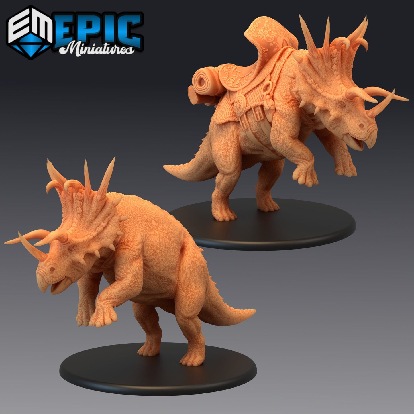 Triceratops Attacking-Mounted - Epic Miniatures | Huge | Beast