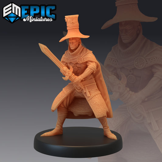Gear Wizard Gabriel - #45 Steam Constructs - Epic Miniatures | Medium | Human, Masculine, Staff, Sword