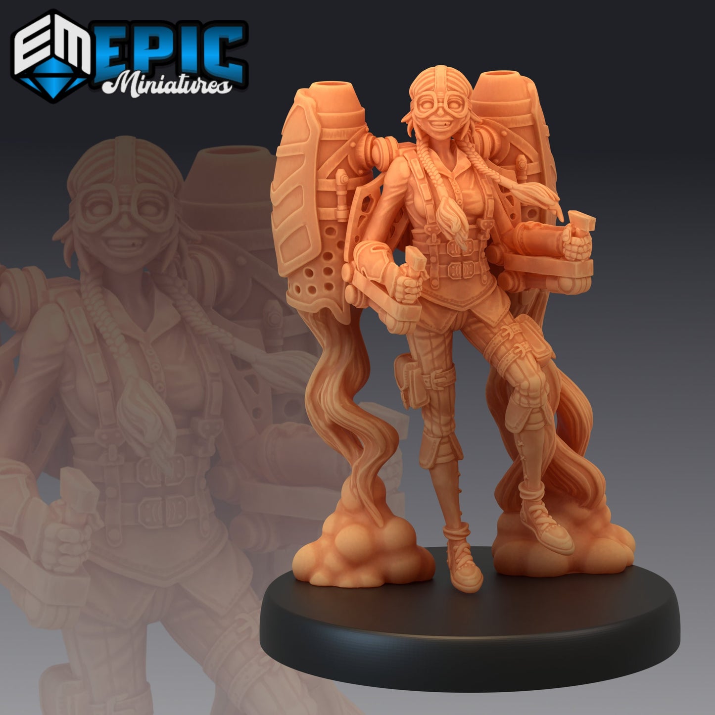Jetpack Bandit Susi - #45 Steam Constructs - Epic Miniatures | Medium | Human, Feminine, Gun