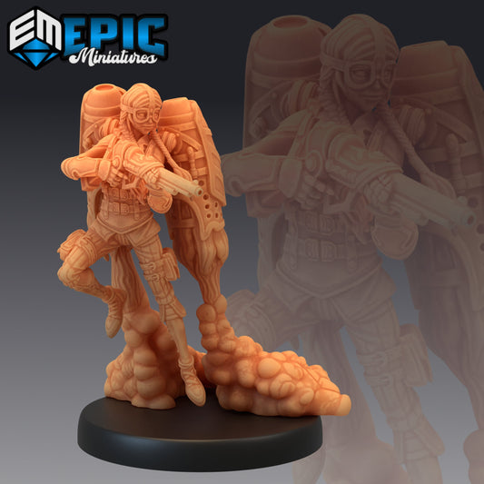 Jetpack Bandit Susi - #45 Steam Constructs - Epic Miniatures | Medium | Human, Feminine, Gun