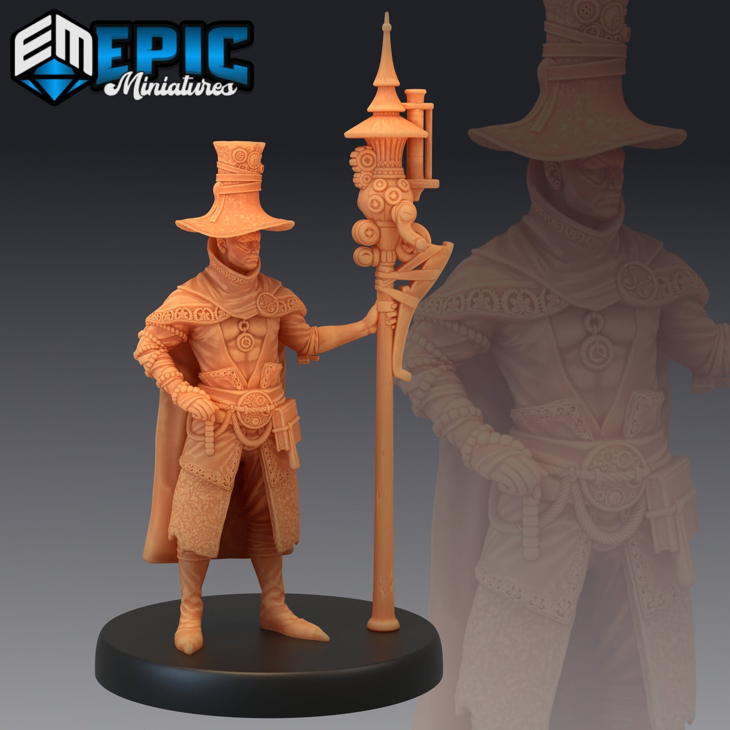 Gear Wizard Gabriel - #45 Steam Constructs - Epic Miniatures | Medium | Human, Masculine, Staff, Sword