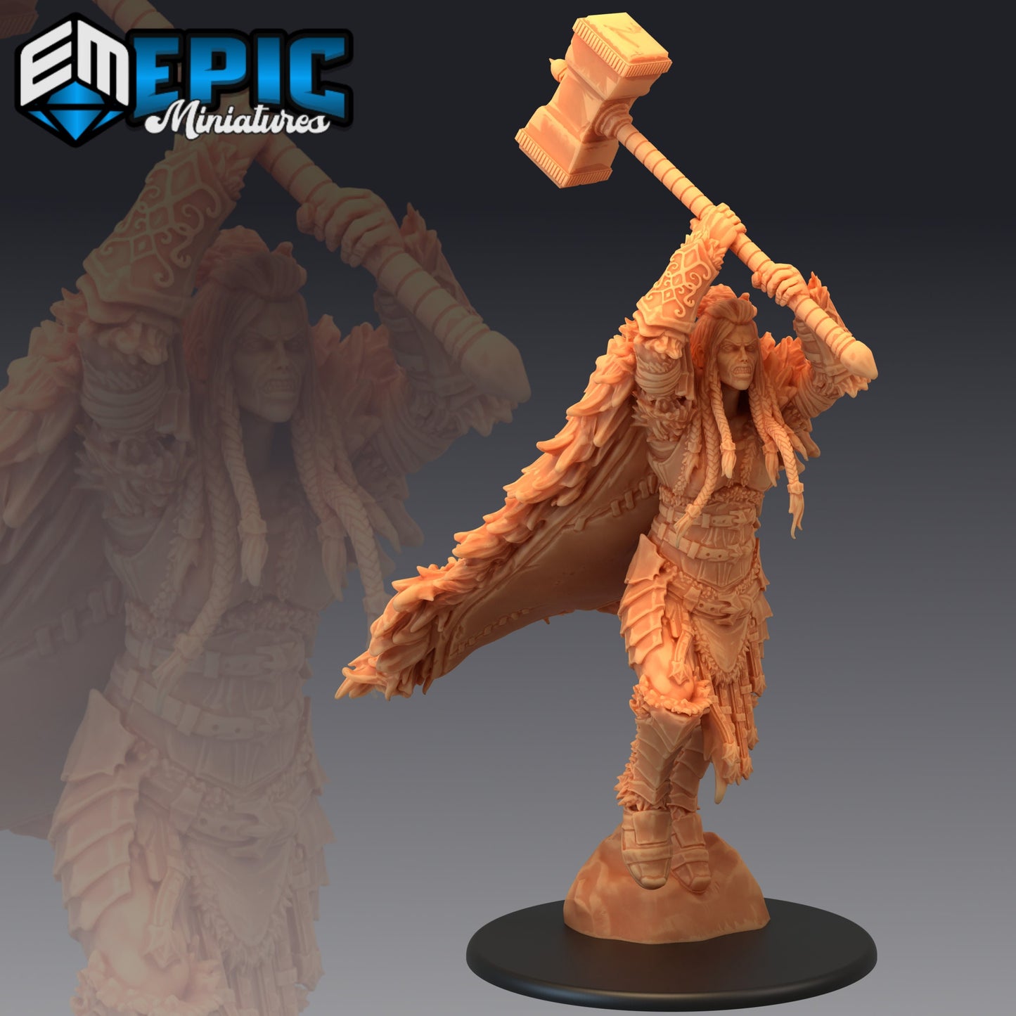 Frost Giantess Series - #41 Barbarian Winter - Epic Miniatures | Huge | Giant, Feminine, Axe, Hammer