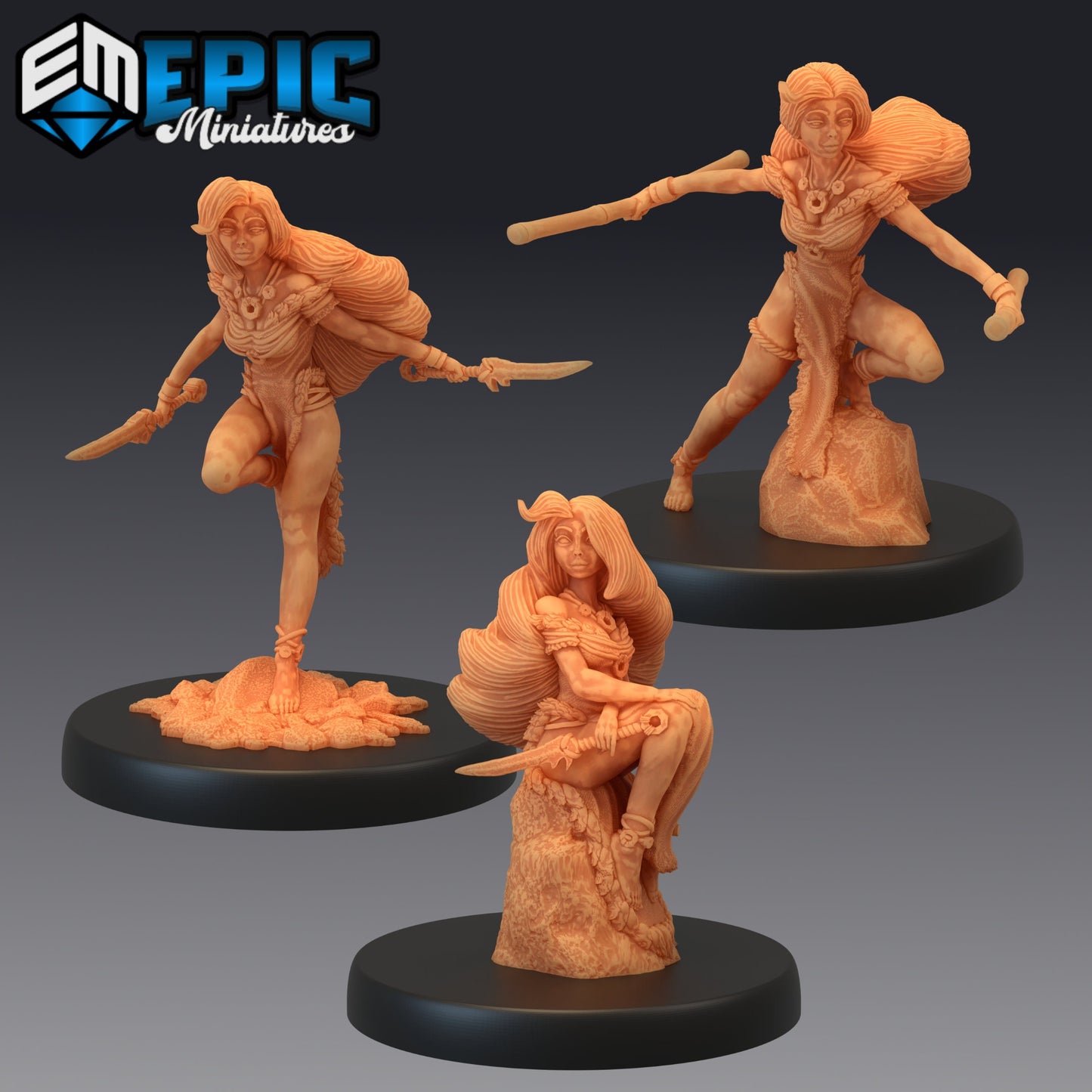 Wildling Princess - #41 Barbarian Winter - Epic Miniatures | Medium | Humanoids, Feminine, Dagger, Staff