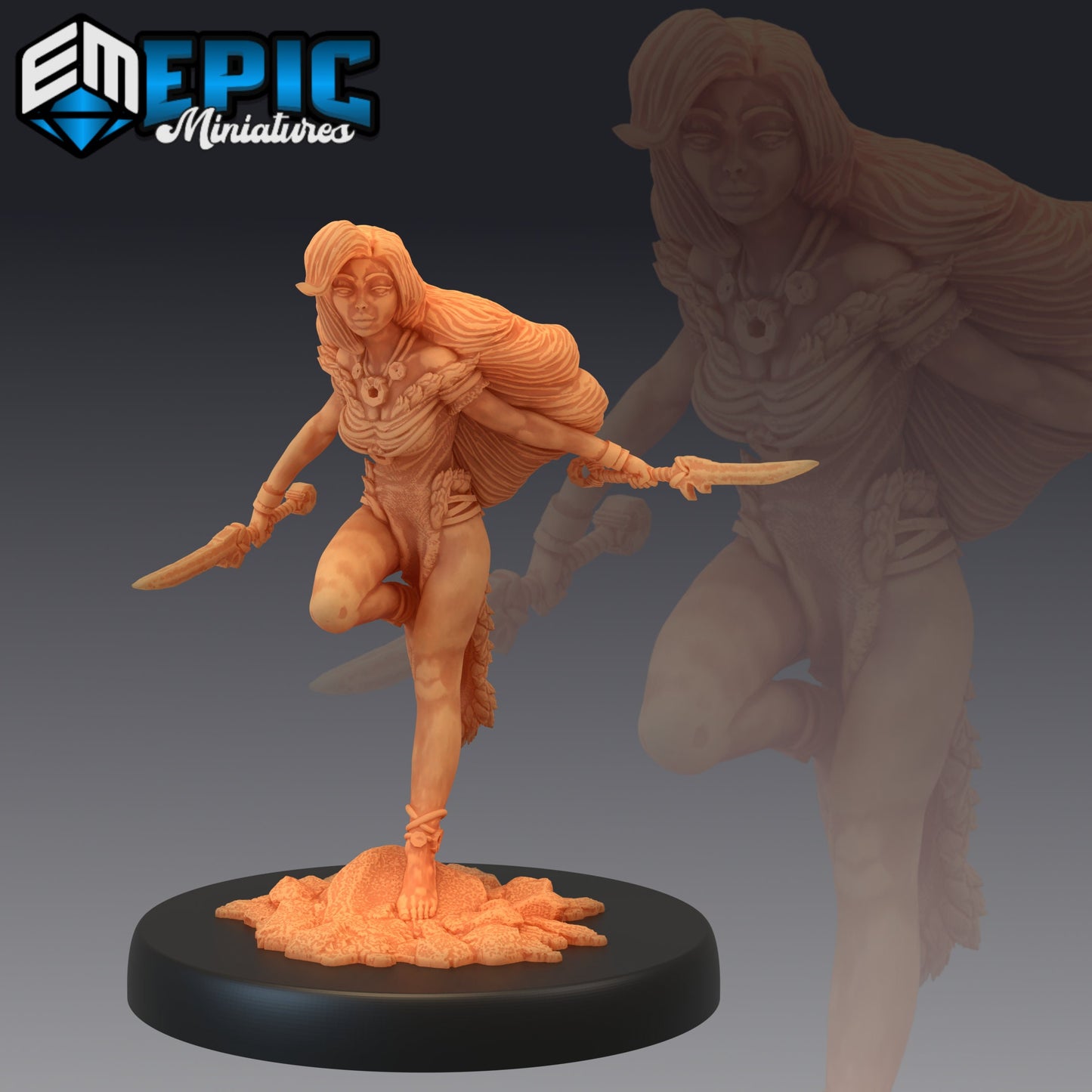 Wildling Princess - #41 Barbarian Winter - Epic Miniatures | Medium | Humanoids, Feminine, Dagger, Staff