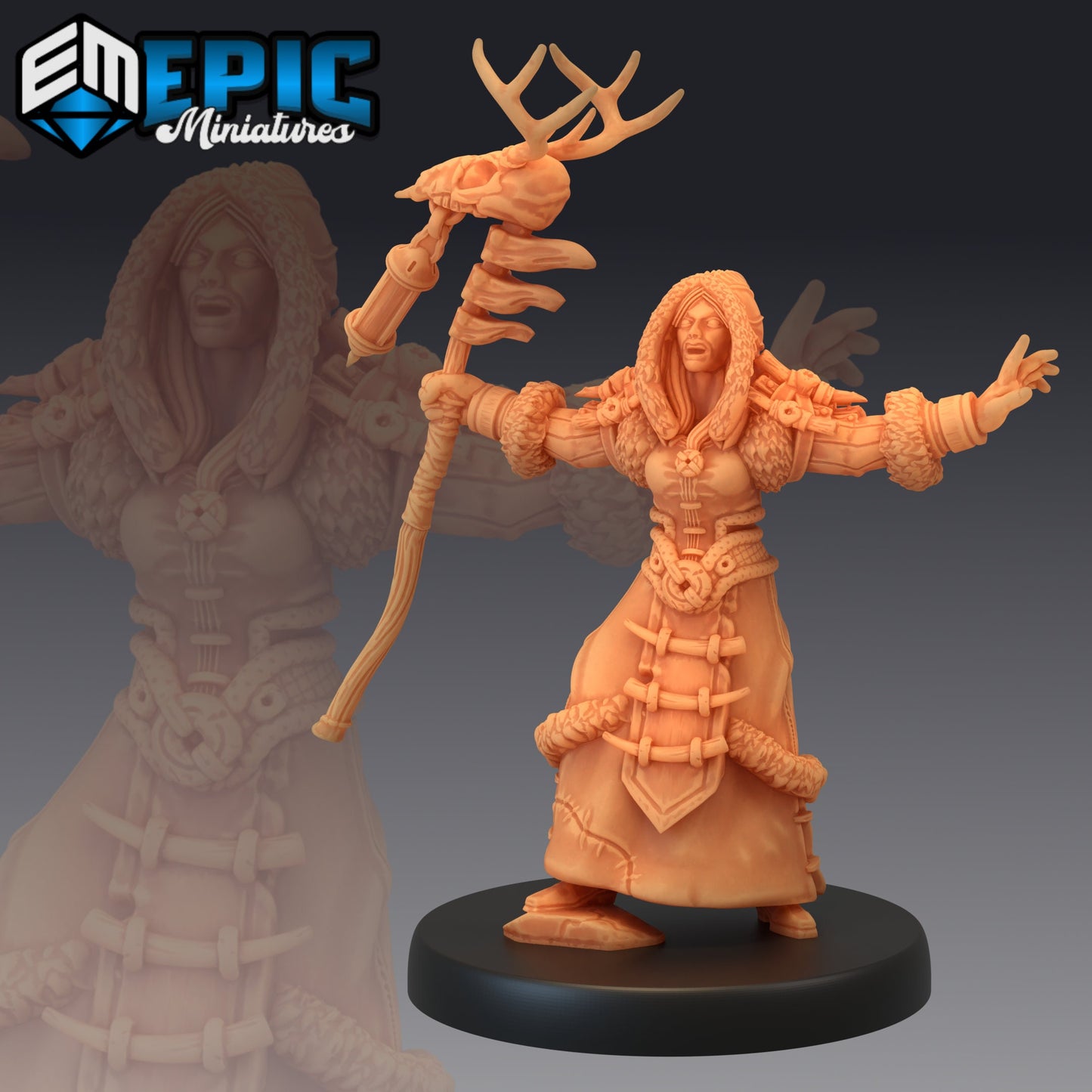 Winter Shaman - #41 Barbarian Winter - Epic Miniatures | Medium | Humanoids, Feminine, Staff