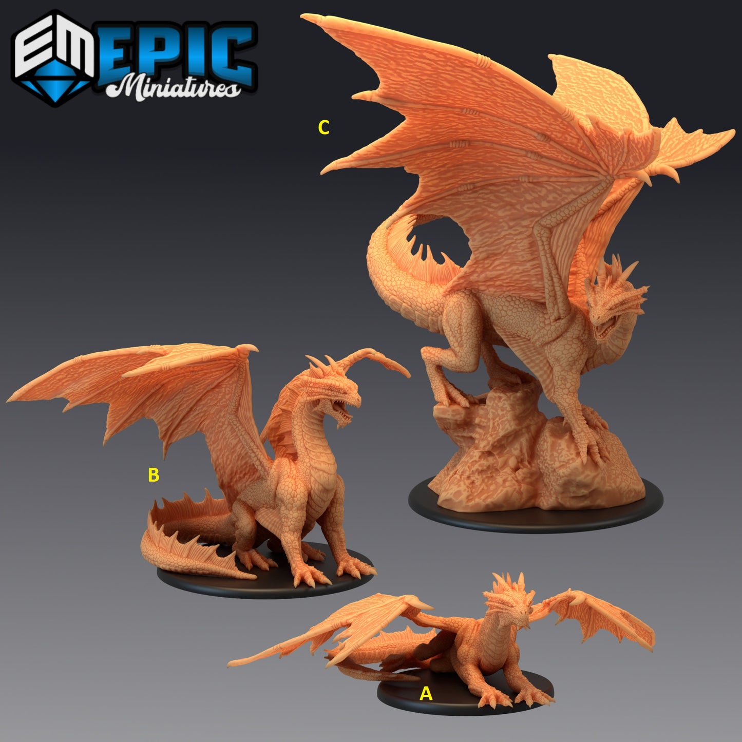 Bronze Dragon Series - Epic Miniatures | Large | Dragon, Masculine, Winged
