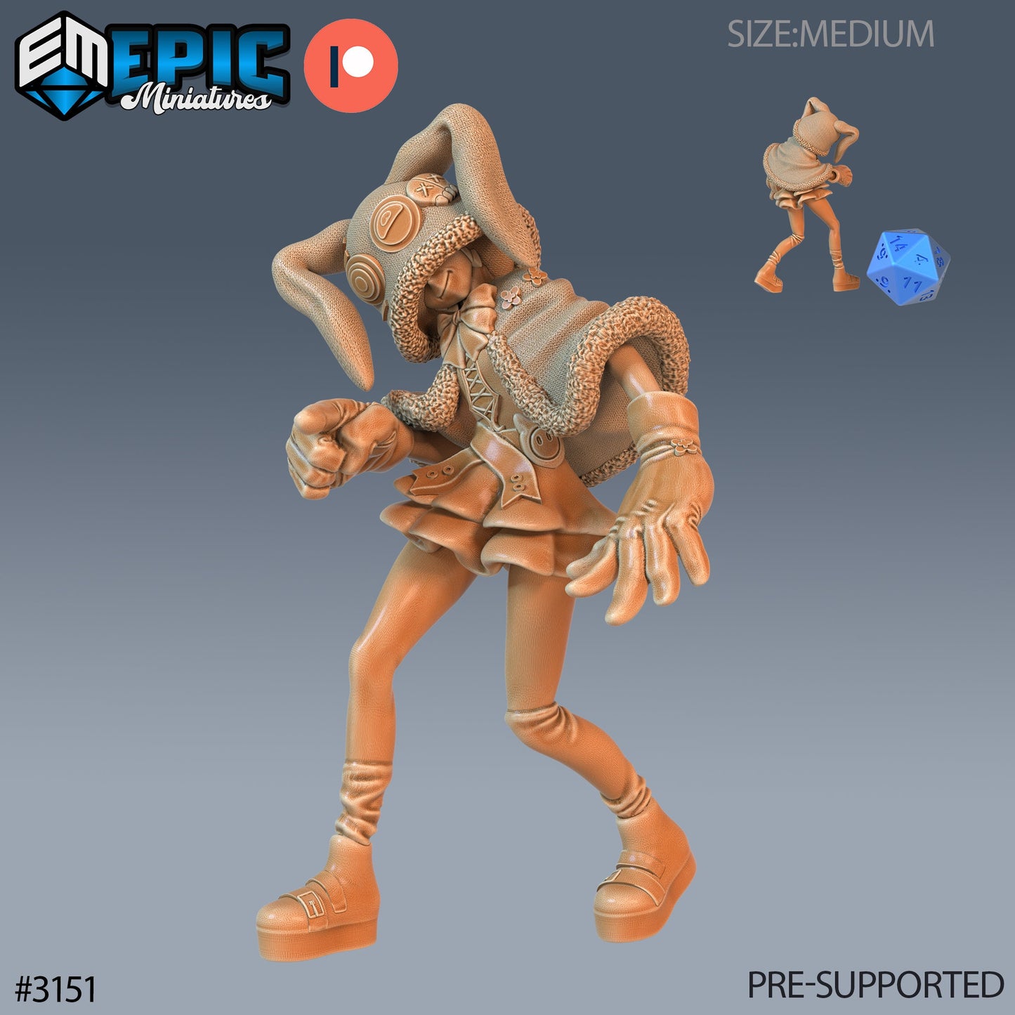 Rabbit Hoodie Girl Series - #75 Easter Surprise - Epic Miniatures | Humanoid | Rabbit | Female | Medium