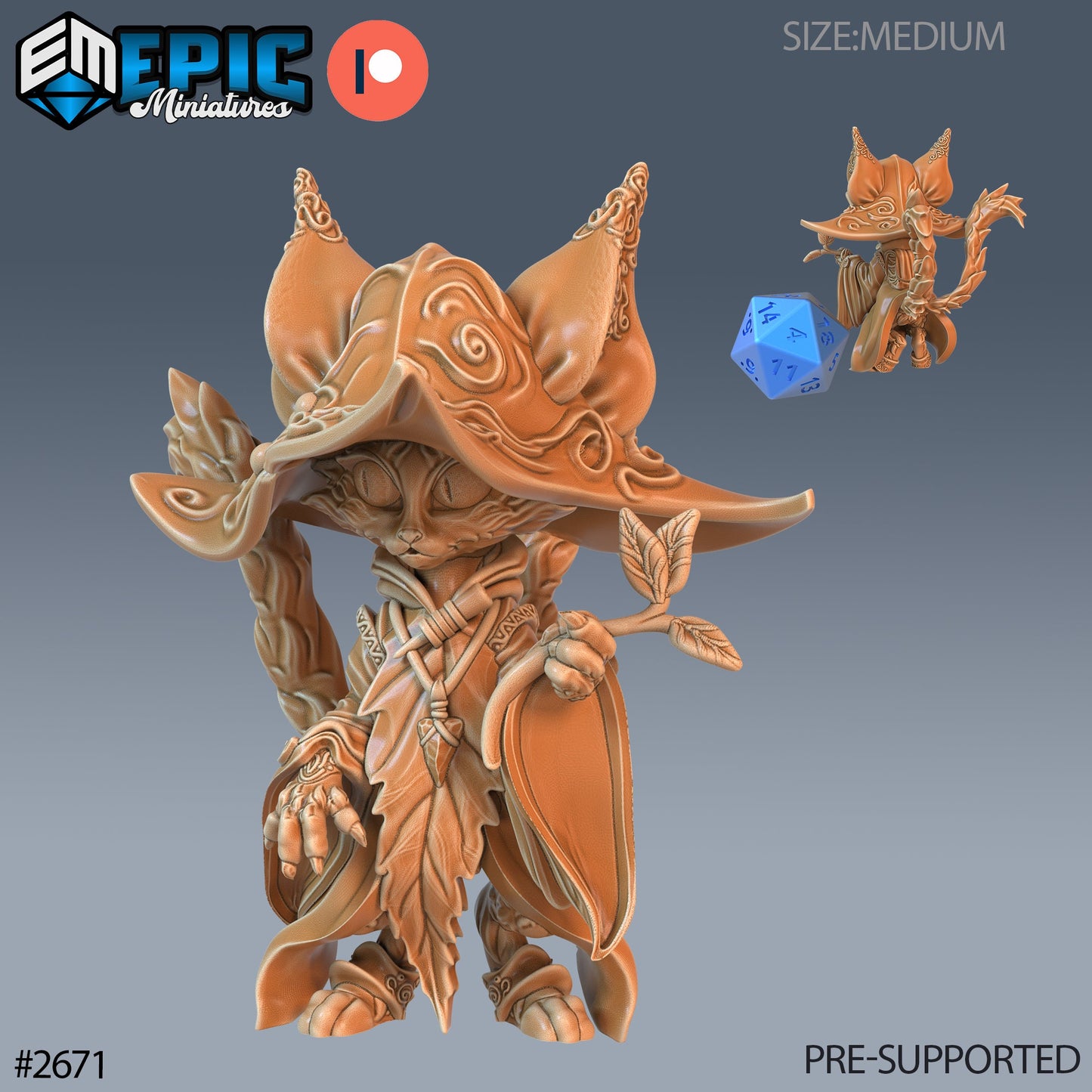 Cat Folk Druid - Epic Miniatures | #65 Little Folk