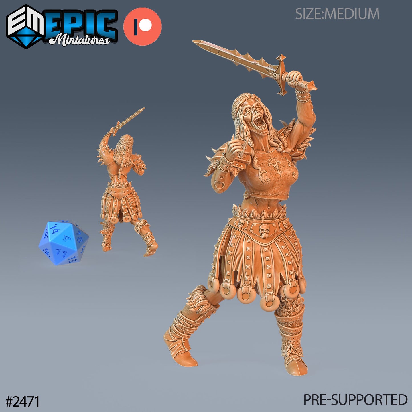 Zombie Knight Female - Epic Miniatures | #61 Haunting Catacombs