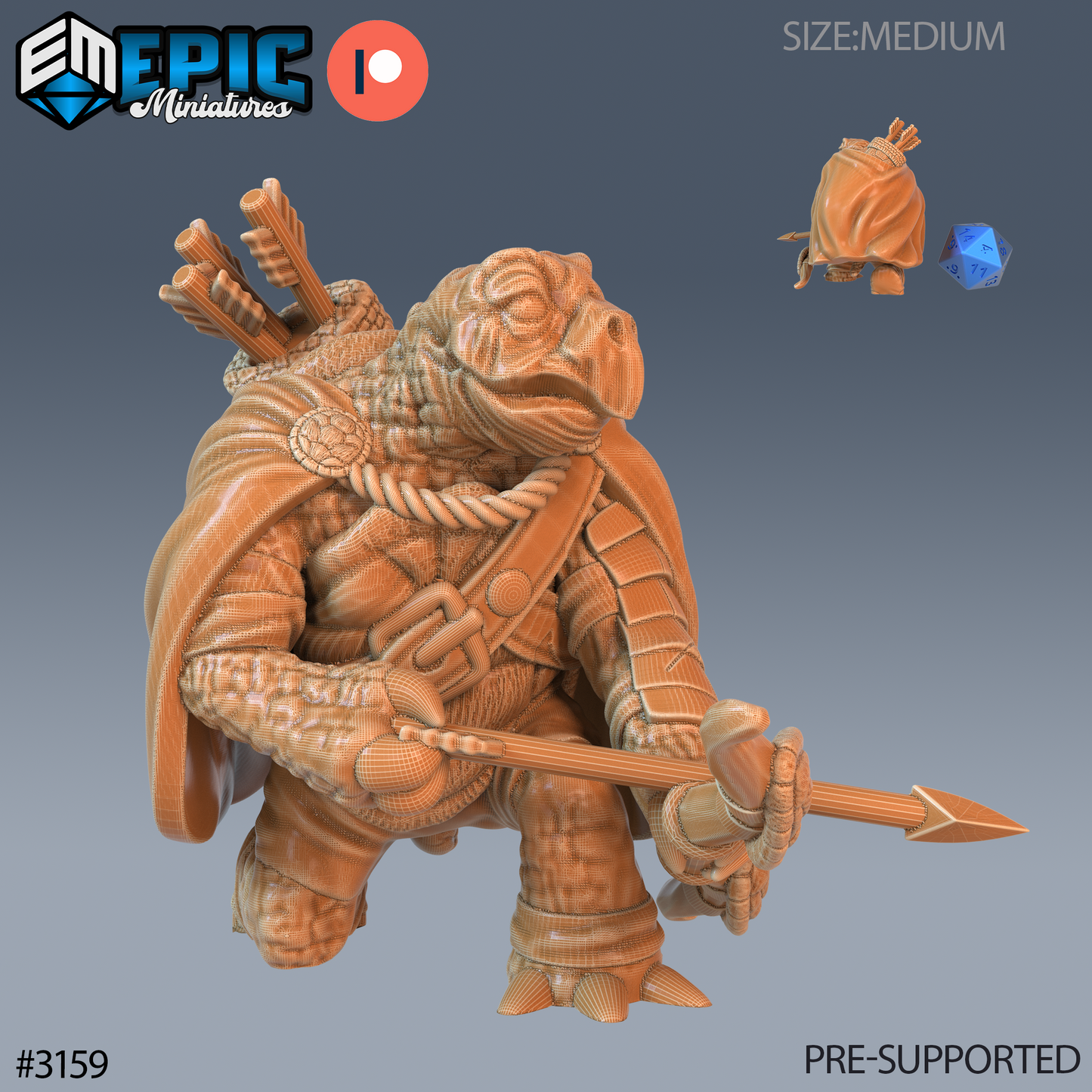 Turtle Folk Tribe Warrior Series - Epic Miniatures | Humanoid | Turtle | Weapons | Masculine | Medium