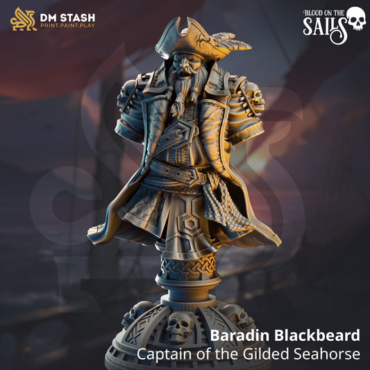 Baradin Blackbeard Bust - Captain of the Gilded Seahorse | DM Stash | Blood on the Sails (Copy)