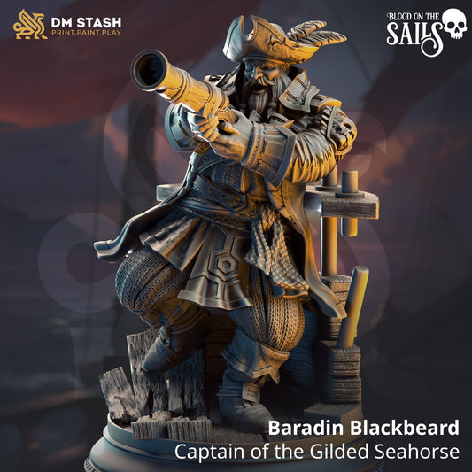 Baradin Blackbeard - Captain of the Gilded Seahorse | DM Stash | Blood on the Sails