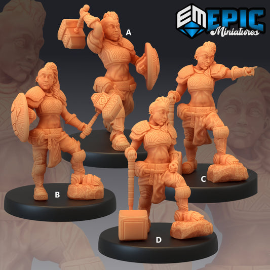 Dwarven War Maiden - #10 Sons of Midnight - Epic Miniatures | Woman, Female, Hammer, Dwarf