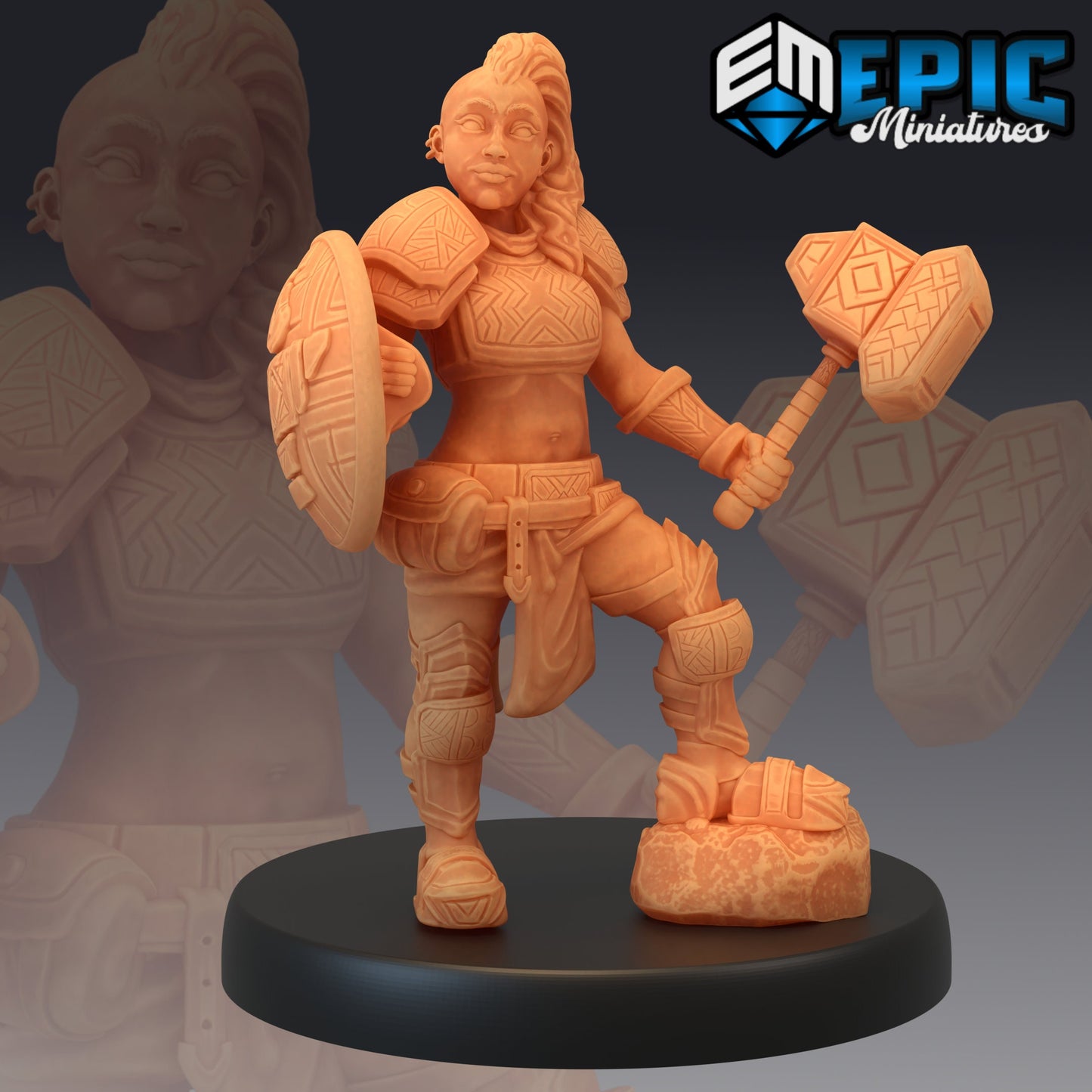 Dwarven War Maiden - #10 Sons of Midnight - Epic Miniatures | Woman, Female, Hammer, Dwarf