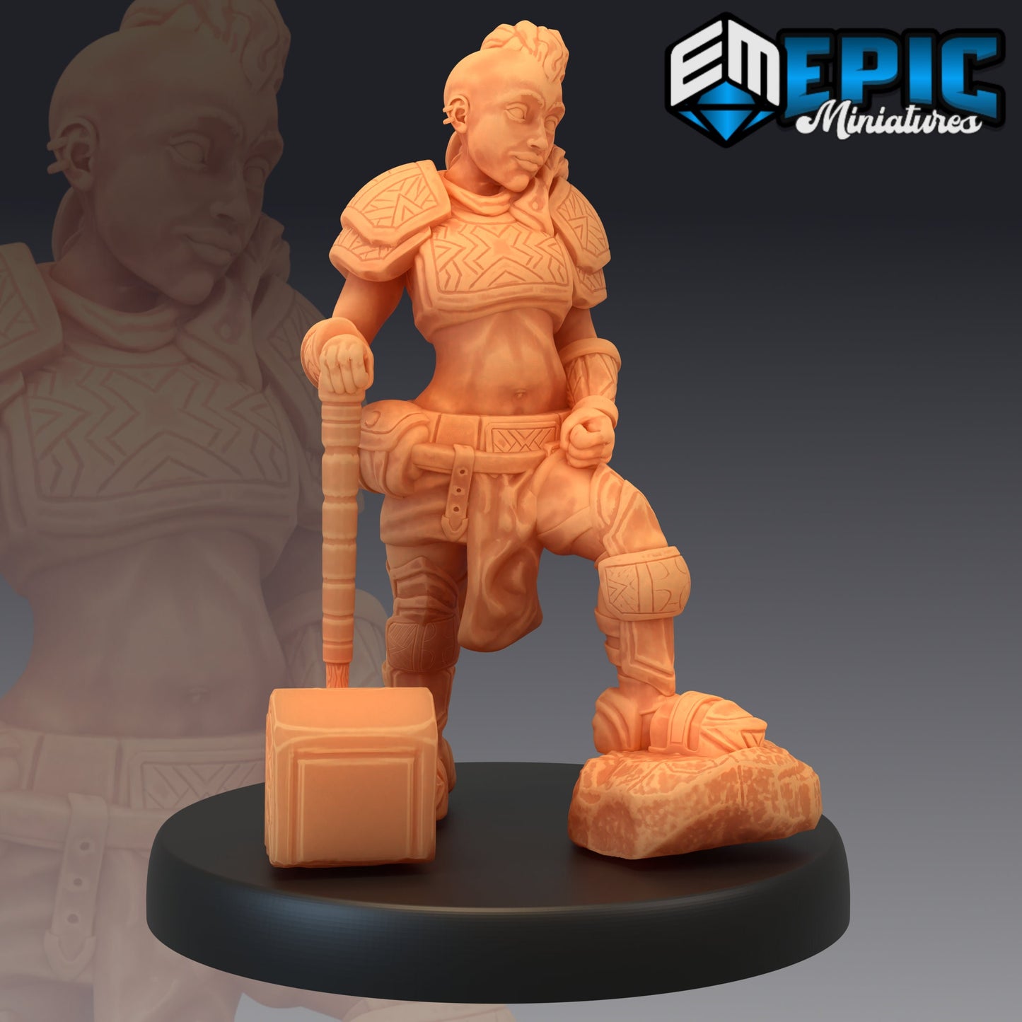 Dwarven War Maiden - #10 Sons of Midnight - Epic Miniatures | Woman, Female, Hammer, Dwarf