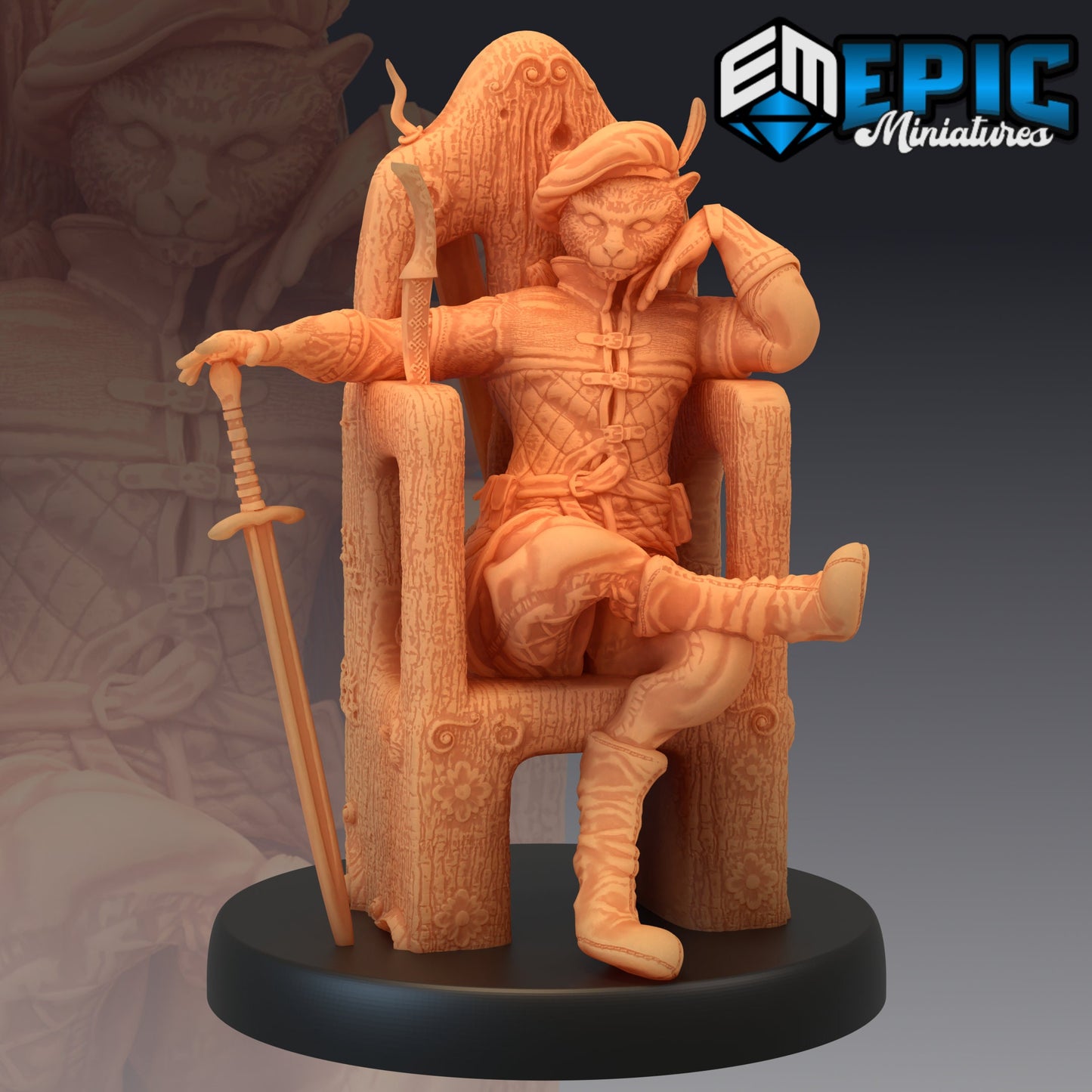 Tabaxi Black Cat Rogue Throne 393 - #14 Last Rebellion - Epic Miniatures | Rogue, Black Cat, Tabaxi, Throne,