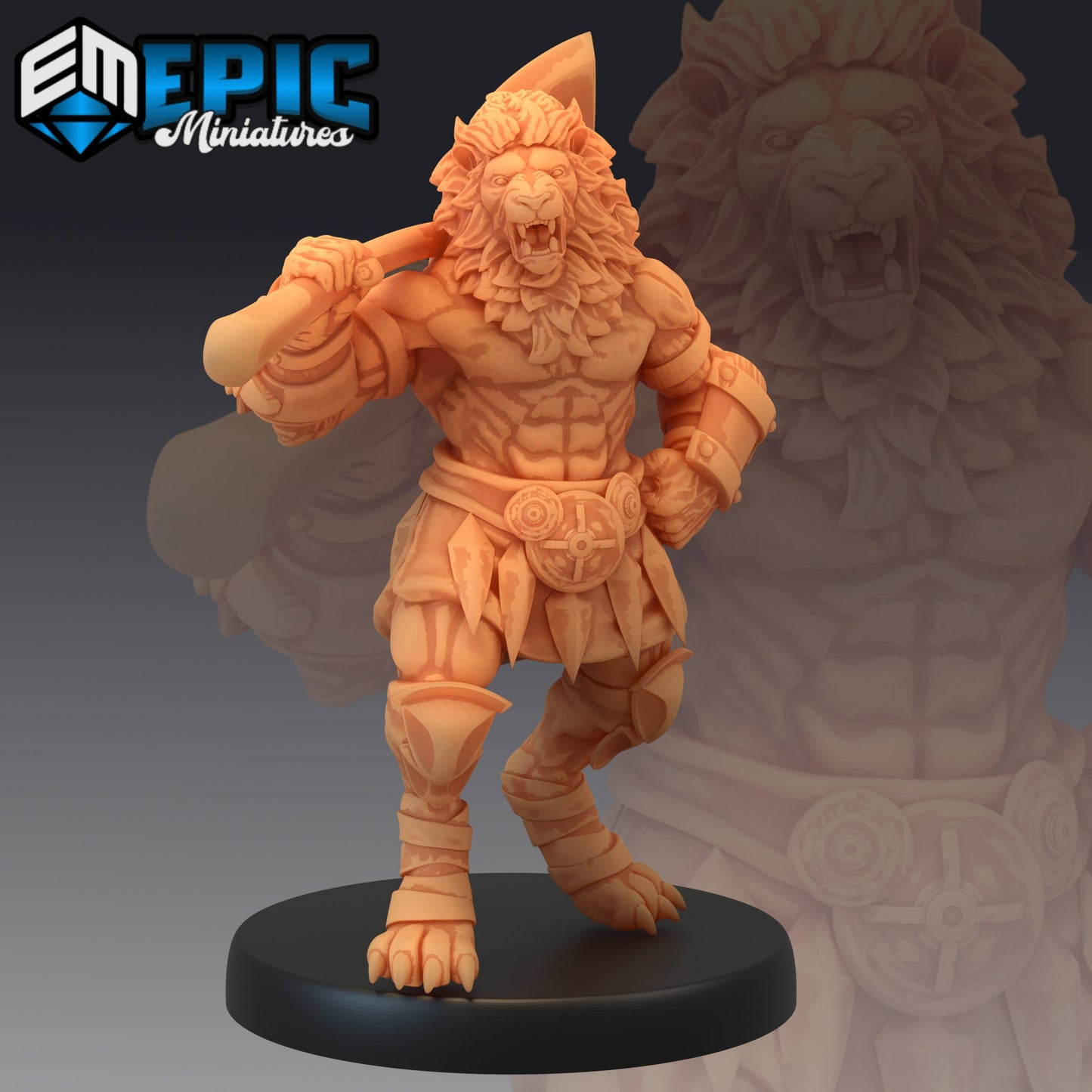 Tabaxi Lion Warrior Axe - Epic Miniatures | Tabaxi, Tiger, Warrior, General, Axe