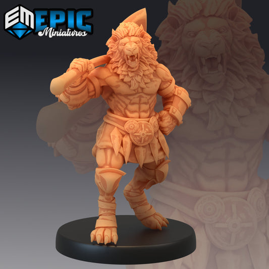 Tabaxi Lion Warrior Axe - Epic Miniatures | Tabaxi, Tiger, Warrior, General, Axe