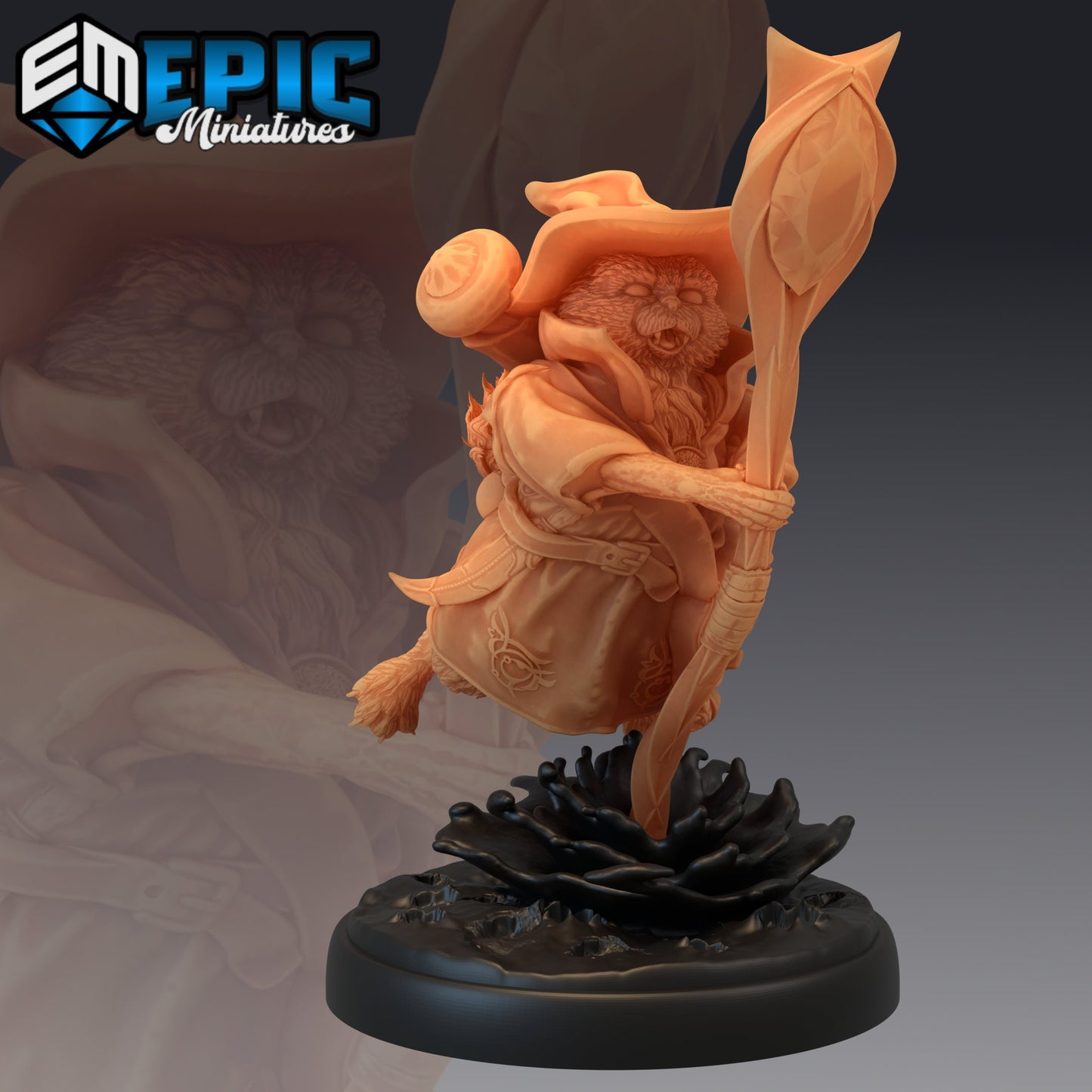 Tabaxi White Cat Sorcerer Attacking 401 - #14 Last Rebellion - Epic Miniatures | Tabaxi, Sorcerer, Cat, Attacking