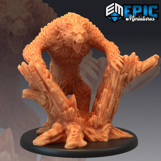 Werebear Breaking Tree Stump - Epic Miniatures | Man, Bear, Breaking Tree Stump