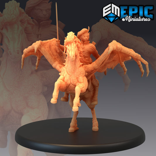 Tabaxi Pegasus Rider 390 - #14 Last Rebellion - Epic Miniatures | Horse, Epic, Cat, Cat Person