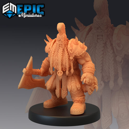 Dwarf Raider Warchief 803 - #24 Norse Raiders - Epic Miniatures | Medium | Dwarf, Masculine, Axe