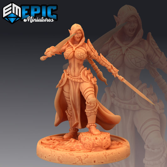Dark Elf Rogue Attacking 751 - #23 Psionic Overlords - Epic Miniatures | Medium | Dark Elf, Feminine, Sword