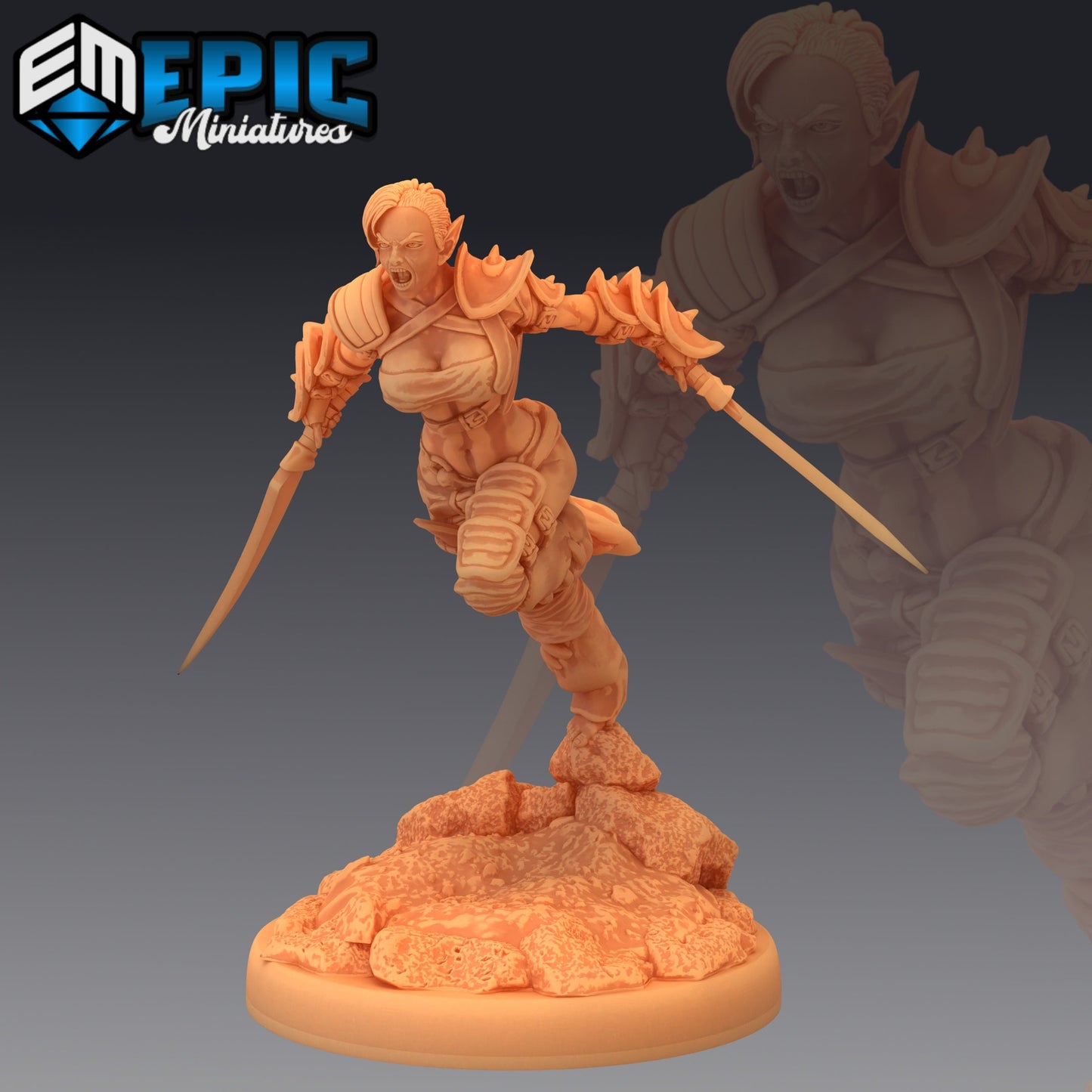 Elven Huntress Charging 881 - #26 Lost Paradise - Epic Miniatures | Medium | Human, Feminine, Blade