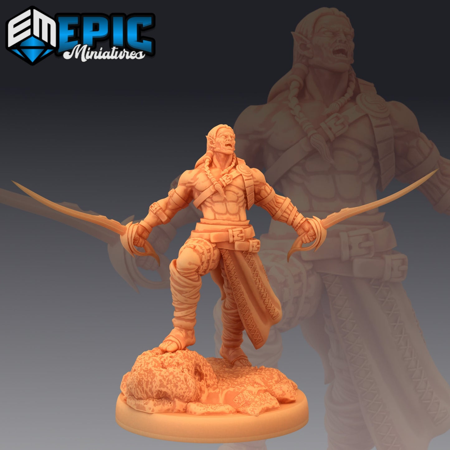 Elven Barbarian Screaming 883 - #26 Lost Paradise - Epic Miniatures | Medium | Human, Masculine, Sword
