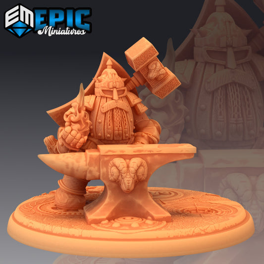 Steel Dwarf Blacksmith V1 - Epic Miniatures | Large | Dwarf, Masculine, Fire, Hammer