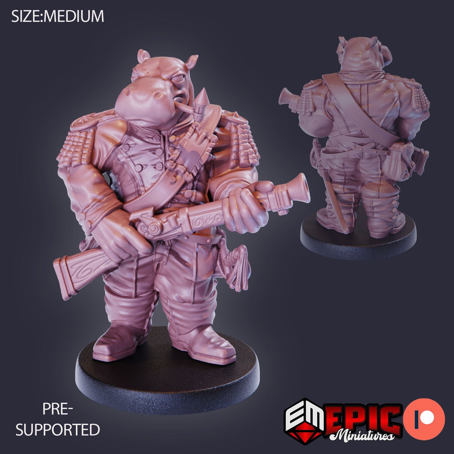 Hippo Soldier Shotgun 927 - #27 Gear Town - Epic Miniatures | Medium | Shot Gun