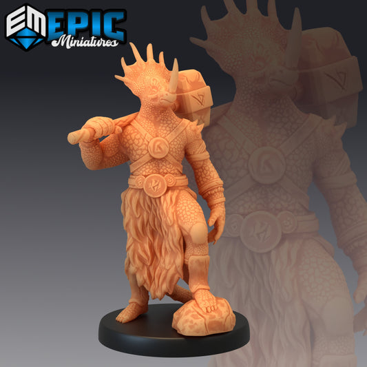 Dinosaur Tribe Warrior Hammer 903 - #26 Lost Paradise- Epic Miniatures | Medium | Hammer
