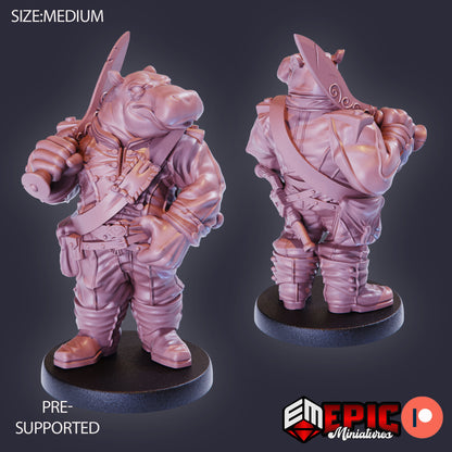 Hippo Soldier Sword 925 - #27 Gear Town - Epic Miniatures | Medium | Sword