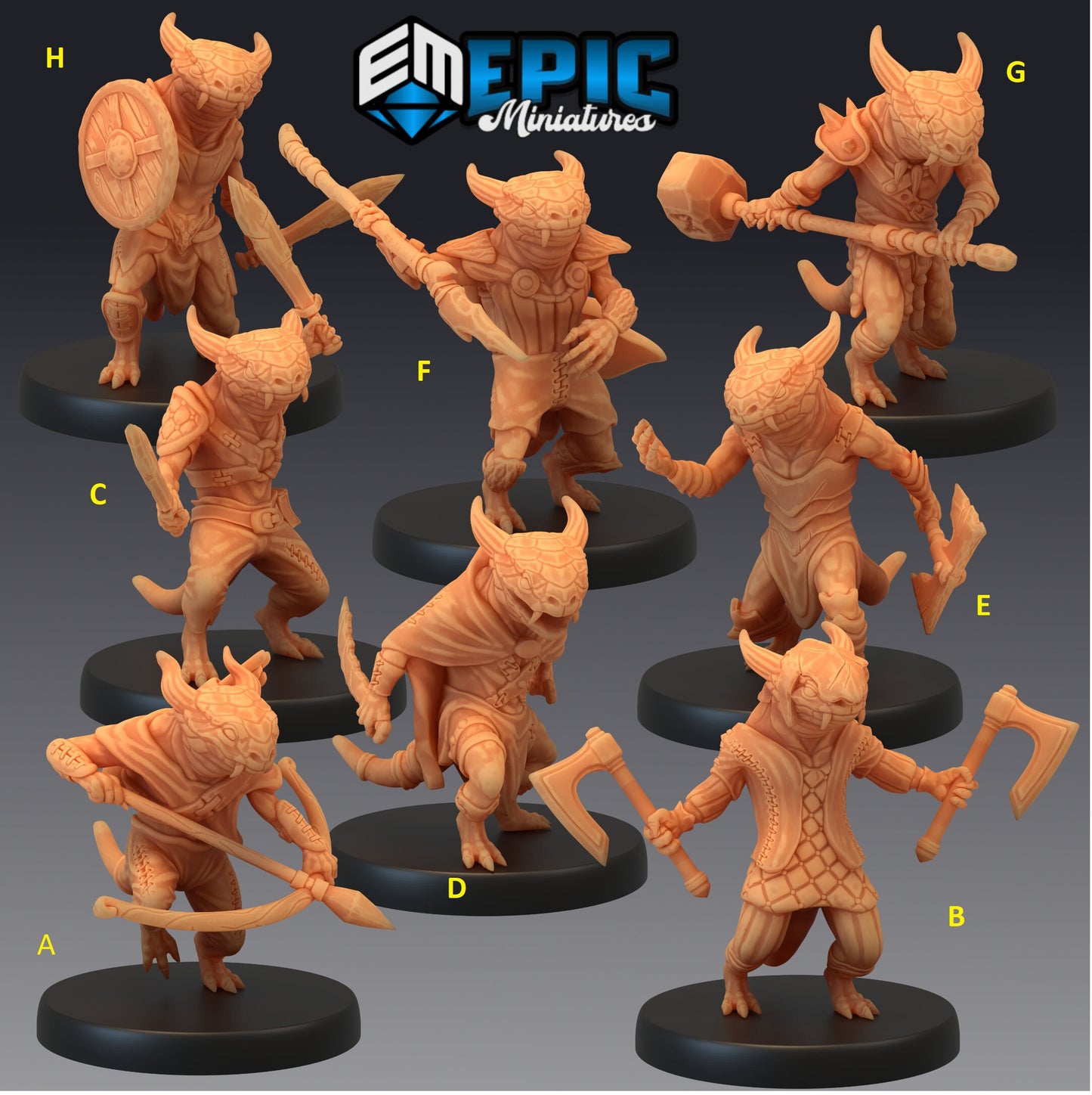 Lizardfolk Series - Epic Miniatures | Medium | Humanoids, Lizard