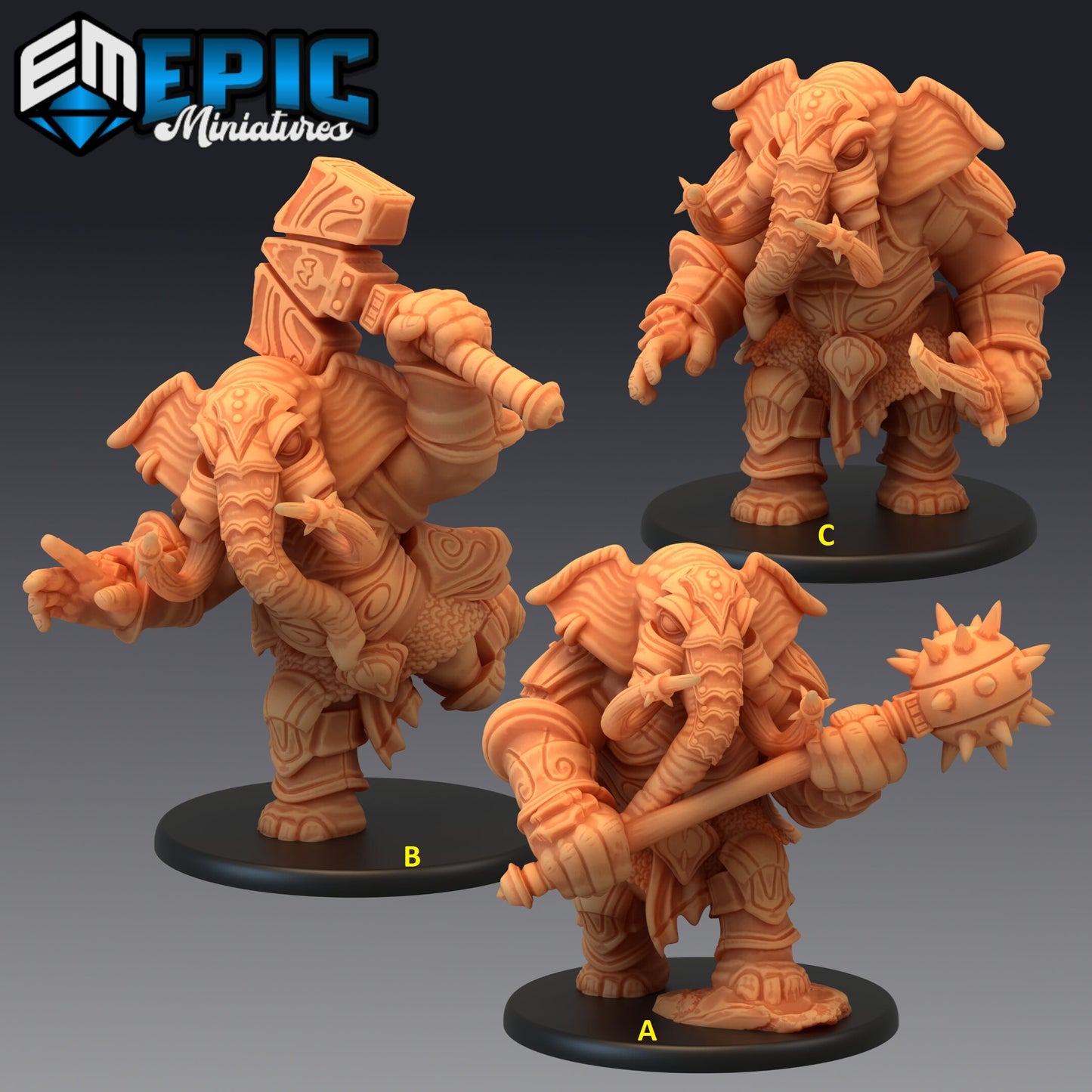 Elephant Folk Paladin Series - #31 Hour of Demons - Epic Miniatures | Large | Humanoids, Masculine