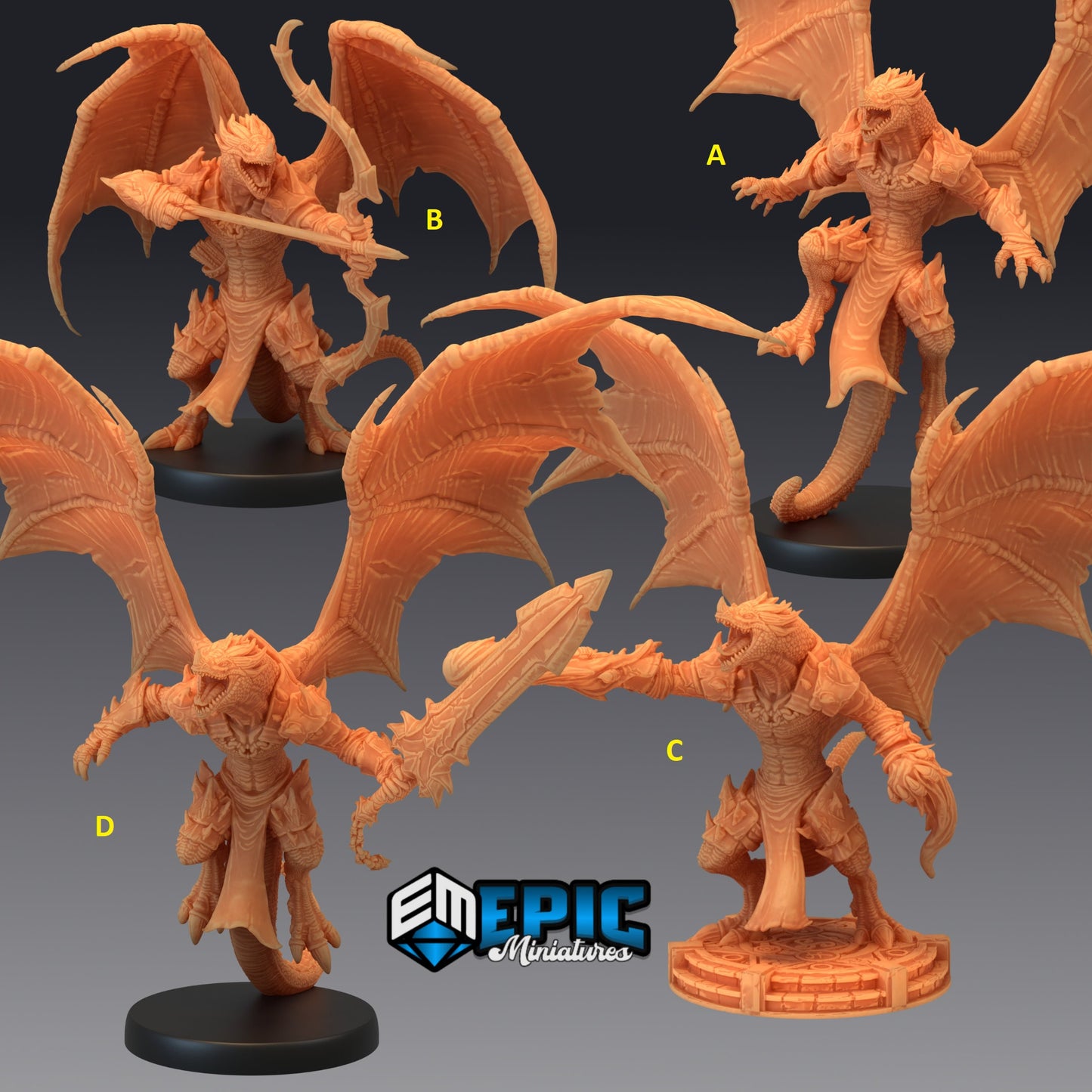 Flying Dragonborn Series - #30 Savage Mountains - Epic Miniatures | Medium | Humanoids, Masculine, Wings