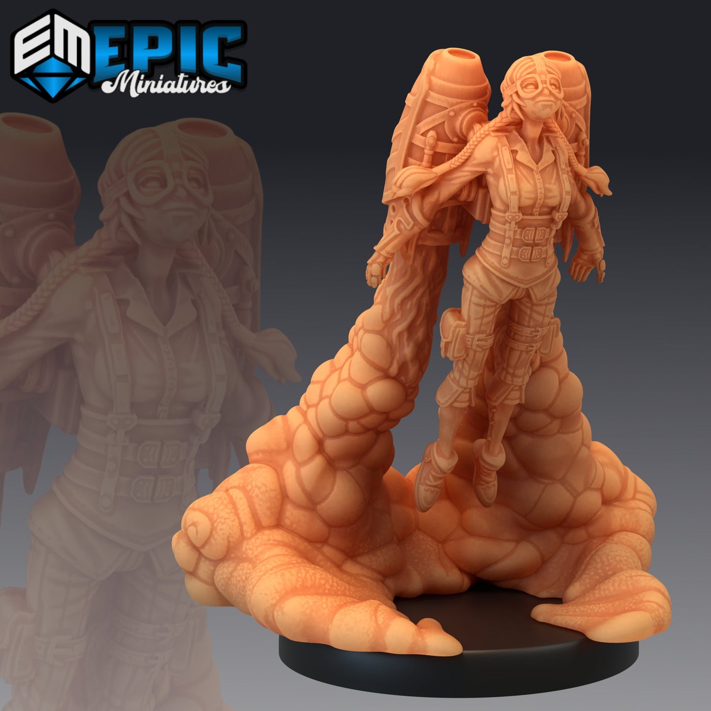 Jetpack Bandit Susi - #45 Steam Constructs - Epic Miniatures | Medium | Human, Feminine, Gun